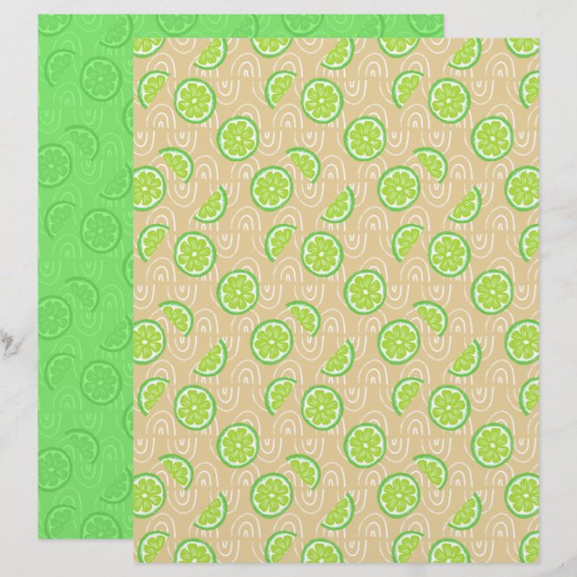Lime scrapboekpapier (Voorkant / Achterkant)
