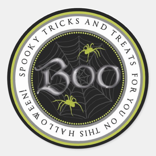 Lime Spider Web Halloween Favoriser Stickers (Devant)
