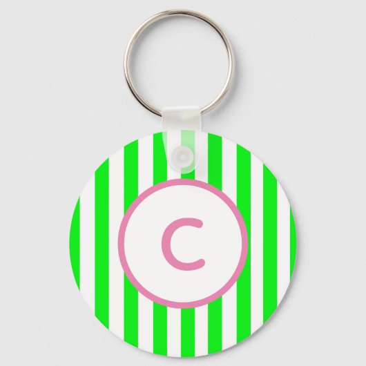 Lime Streep Monogram Sleutelhanger (Voorkant)