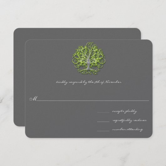 Lime Swirl Arbre Racines de l'amour Faire-part de  (Devant / Derrière)