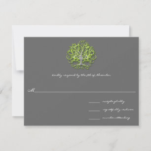 Lime Swirl Boom Wortels van de Liefde Trouw Uitnod RSVP Kaartje