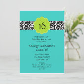 Lime Turquoise Black Sweet 16 Invitation (Debout devant)