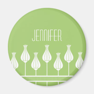 Lime Vert Art Déco Aimant Floral