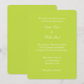 Lime Vert Blanc Plaine Simple Faire-part de mariag (Devant / Derrière)