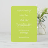 Lime Vert Blanc Plaine Simple Faire-part de mariag (Debout devant)