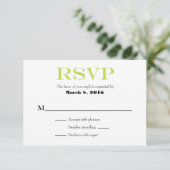 Lime Vert Blanc Plaine Simple Mariage Cartes RSVP (Debout devant)