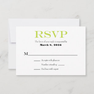 Lime Vert Blanc Plaine Simple Mariage Cartes RSVP