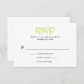 Lime Vert Blanc Plaine Simple Mariage Cartes RSVP (Devant / Derrière)