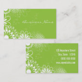 Lime vert et blanc Carte de visite floral (Devant / Derrière)