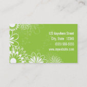 Lime vert et blanc Carte de visite floral (Dos)