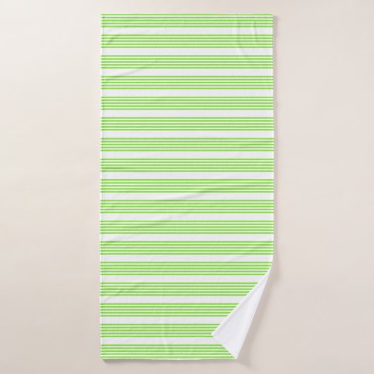 Lime vert et blanc cinq bandes motif (Serviette de bain)