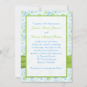 Lime vert et Faire-part de mariage floral bleu (Dos)