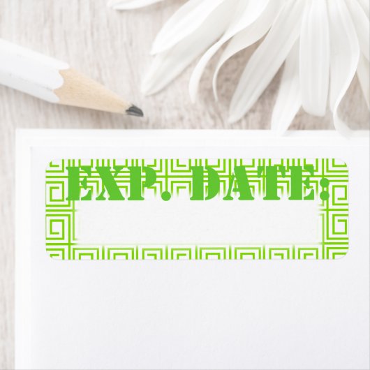 Lime Vert grec Plaid Date d'expiration Étiquette (En situation)