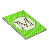 Lime Vert Quaterfoil Latti Monogramme Note Livre (Côté Droit)