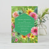 Lime Vibrant Bloom Wedding Kaart (Staand voorkant)