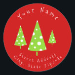 'Lime White Pois Christmas Tree' Étiquettes<br><div class="desc">Sticker imprimé à partir d'une aquarelle originale.</div>