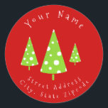 'Lime White Pois Christmas Tree' Étiquettes<br><div class="desc">Sticker imprimé à partir d'une aquarelle originale.</div>