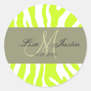 Lime zèbre, autocollants monogrammes