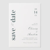 Limed Spruce Modern Minimal Wedding Save the Date Vellum Uitnodigingen (Voorkant)