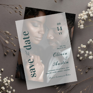 Limed Spruce Modern Minimal Wedding Save the Date Vellum Uitnodigingen