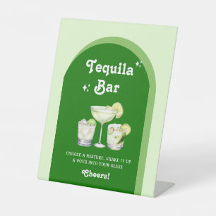 Limegroene Citrus Retro Tequilabar Reclamebord Met Voetstuk