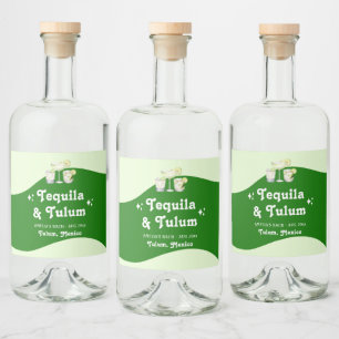 Limegroene Citrus Tequila & Tulum Meisje-voor-de-b Likeurfles Etiket