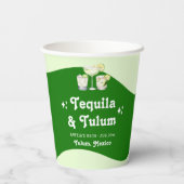 Limegroene Citrus Tequila & Tulum Meisjesuitje Papieren Bekers (Achterkant)
