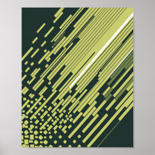 Limegroene digitale bewegingslijnen op donkere ach poster