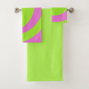 Limegroene en roze abstracte handdoekenset bad handdoek