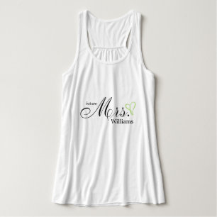 Limegroene gekrabbelde hart toekomstige mevrouw tanktop