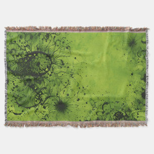 Limegroene Grunge met Zwarte Accenten Deken
