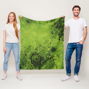 Limegroene Grunge met Zwarte Accenten Fleece Deken