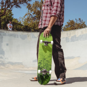 Limegroene Grunge met Zwarte Accenten Skateboard
