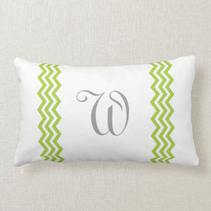 Limegroene monogram chevron kussensloop kussen