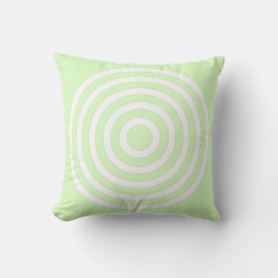 Limegroene pastel & witte concentrische cirkels kussen