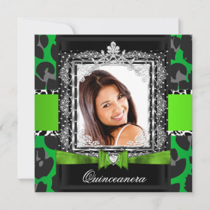 Limegroene Quinceanera 15de verjaardagsfeest foto Kaart
