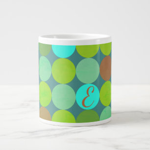 Limegroene Teal Turquoise & Roestige Cirkels Monog Jumbo Mok