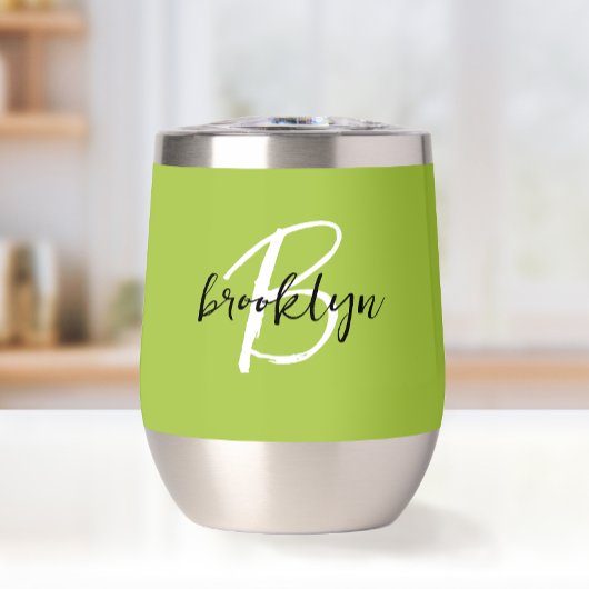 Limegroene zwarte witte monogram