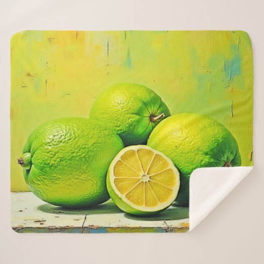 Limes' Bright Summer Pop Design Sherpa Deken (Voorkant (horizontaal))
