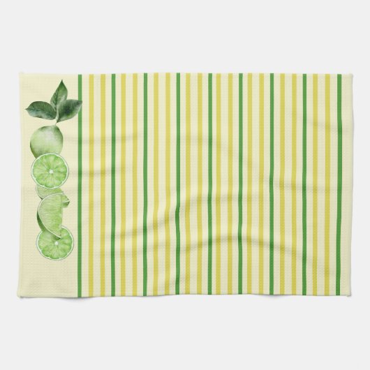 Limes en Gele & Groene Strepen Theedoek (Horizontaal)