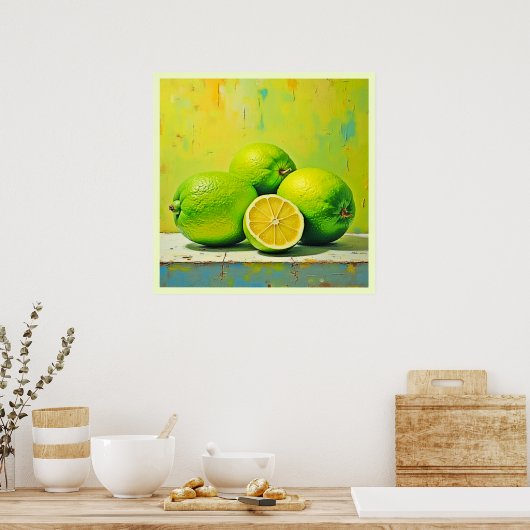 Limes' heldere zomer Pop ontwerp Poster (Keuken)