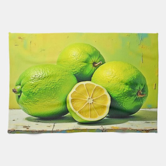 Limes' heldere zomer Pop ontwerp Theedoek (Horizontaal)