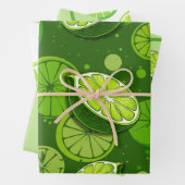 Limes in drie verschillende greens inpakpapier vel (In situ)