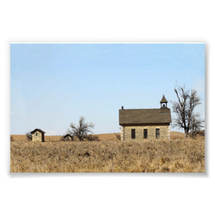 Limestone Bichet One-Room Schoolhouse, Kansas Foto Afdruk