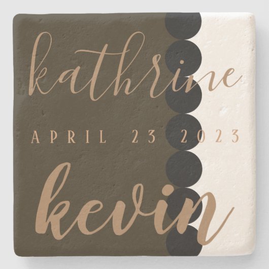 Limestone Wedding Date Keepomwille Onderzetter (Voorkant)