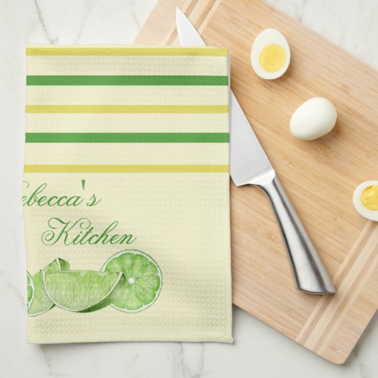 Limieten en geel- en groene strepen, speciaal aang theedoek (Quarter Fold)