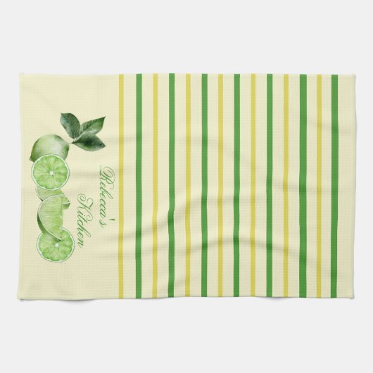 Limieten en geel- en groene strepen, speciaal aang theedoek (Horizontaal)