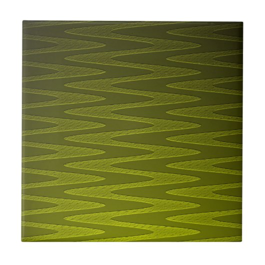 Liminous Olive Green Zigzag Pattern Tegeltje (Voorkant)