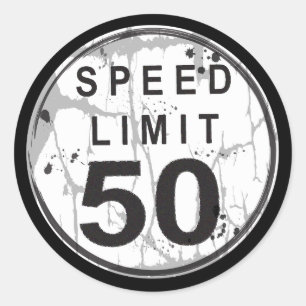 Limite de vitesse Sticker Grungy de 50 mi/h