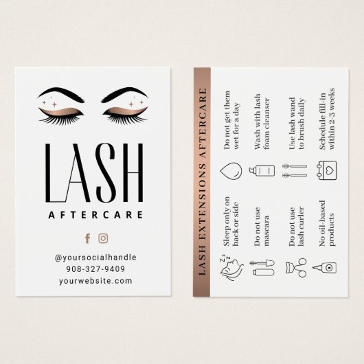 Limite minimale des extensions Eyelash Lash Carte  (Devant & derrière)
